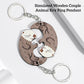 Simulated Wooden Couple Animal Key Ring Pendant