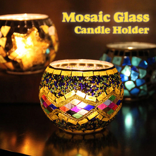 Mosaic Glass Candle Holder