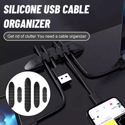Desktop Self-Adhesive Silicone Cable Organizer