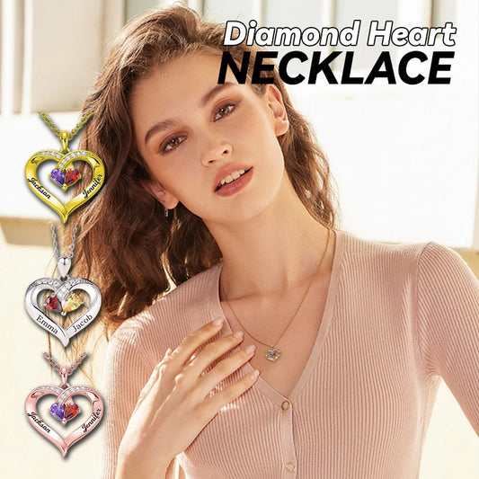 Christmas/Valentine's Day/Anniversary Gift Forever Love Birthstone & Diamond Heart Necklace