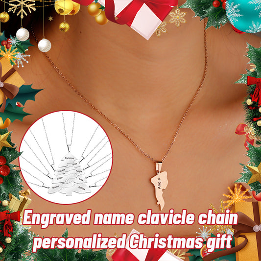 Engraved name clavicle chain personalized Christmas gift