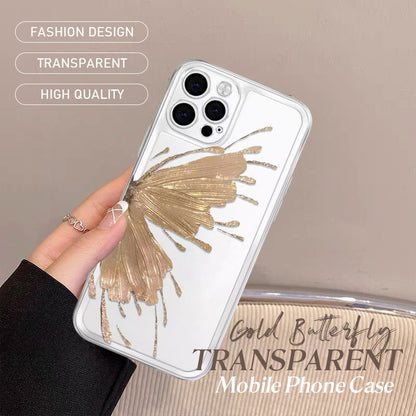 Gold Butterfly Transparent Mobile Phone Case