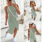 Striped Sleeveless Halterneck Dress