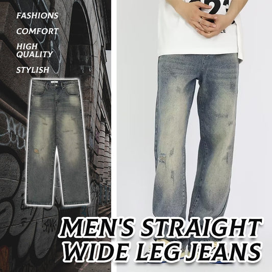 Men's Straight Wide Leg Jeans
