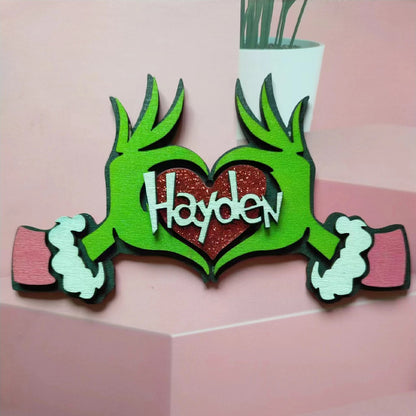 Personalized Grinch Ornament- Stocking Tag