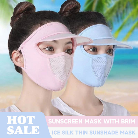 Sunscreen Mask With Brim Ice Silk Thin Sunshade Mask