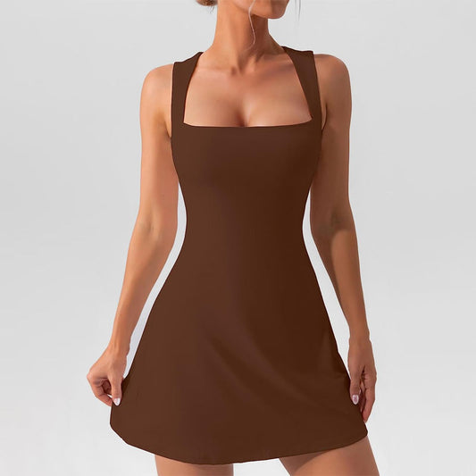 Solid Color Strap Sheath Dress