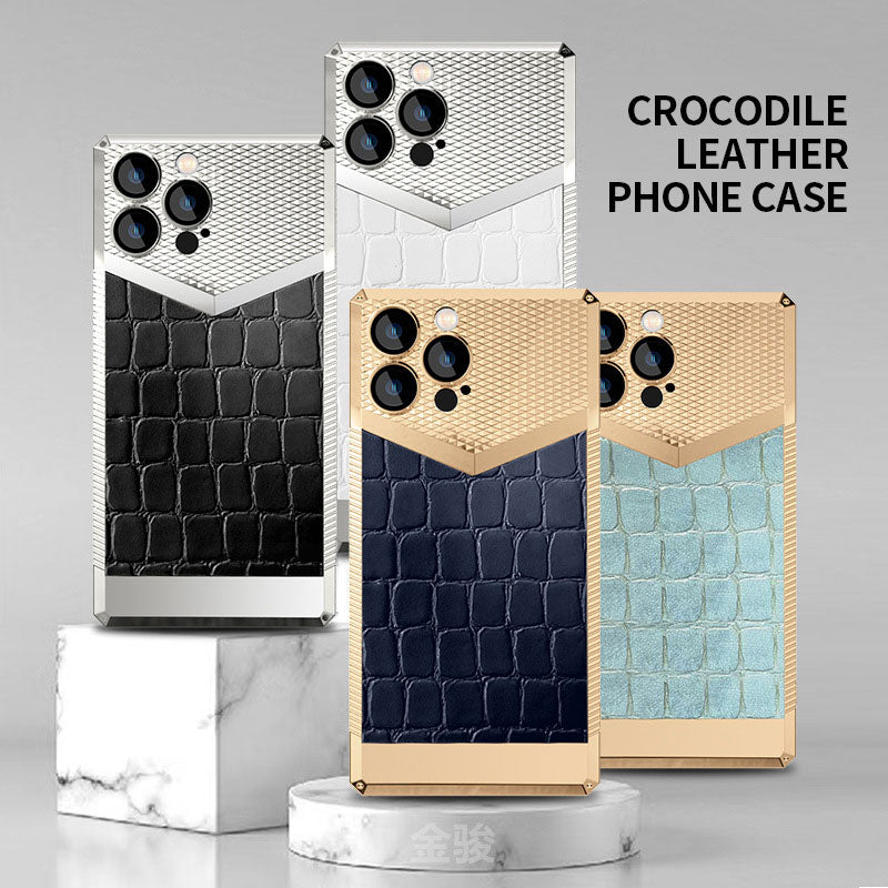 Crocodile Leather Phone Case
