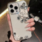 Transparent Silicone Camellia Rhinestone Phone Case