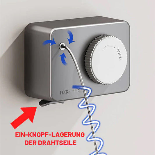 Bohrfreie, unsichtbare, verstellbare Wäscheleine