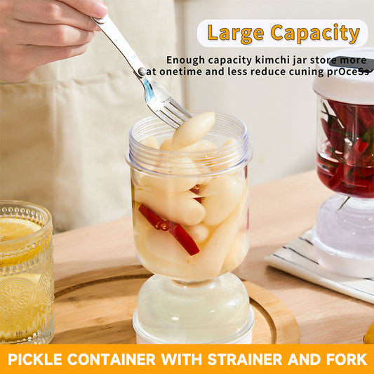 Pickle Container with Strainer and Fork