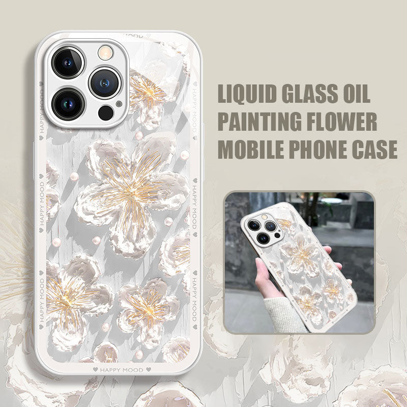 Liquid Glass Oil Painting Flower Mobile Phone Case