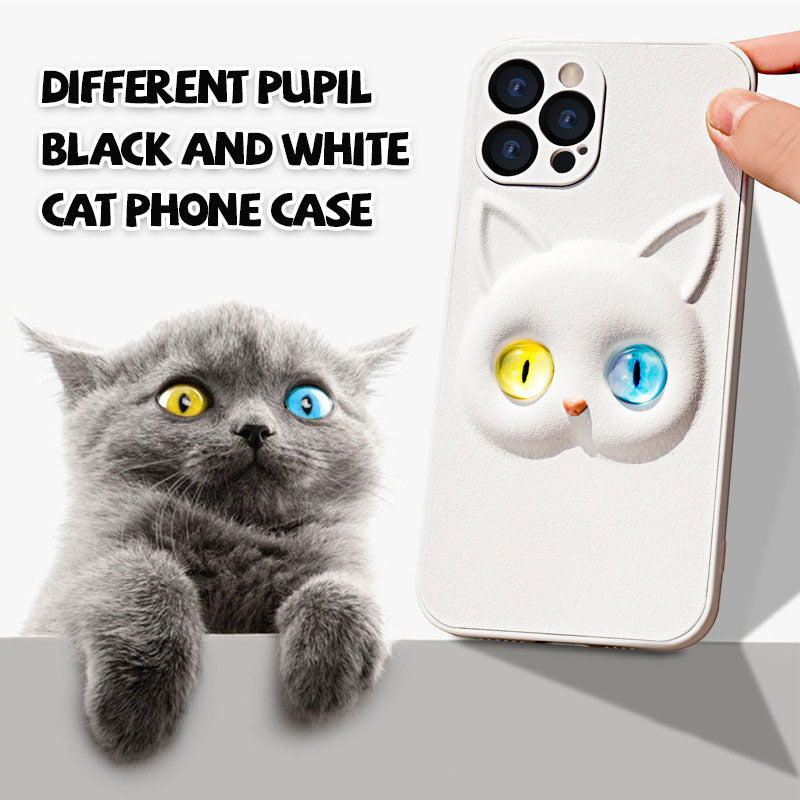 Different Pupil Black And White Cat Phone Case