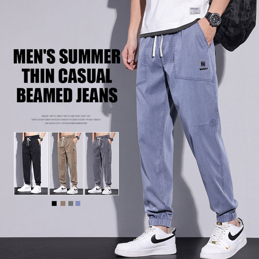 Men'S Summer Thin Casual Beamed Jeans