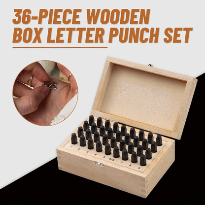 36-Piece Wooden Box Letter Punch Set