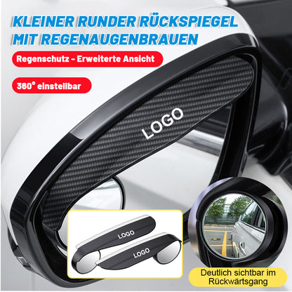 Kleiner runder Rückspiegel mit Regenaugenbrauen（1 Paar）