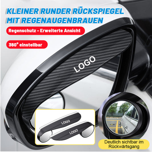 Kleiner runder Rückspiegel mit Regenaugenbrauen（1 Paar）