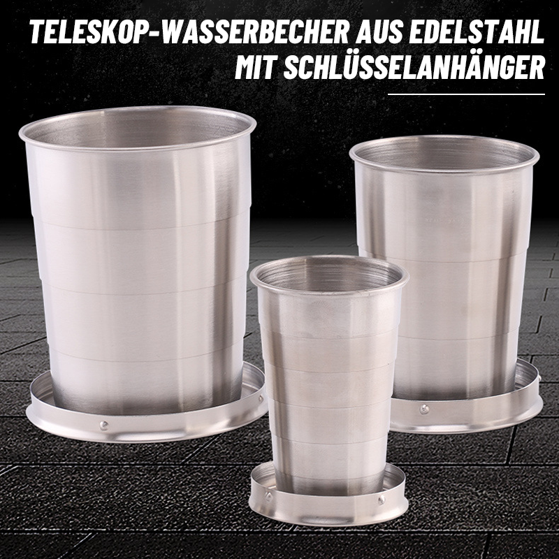 Teleskop-Wasserbecher aus Edelstahl mit Schlüsselanhänger/Portable collapsible water cup