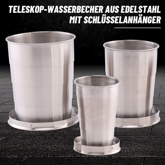 Teleskop-Wasserbecher aus Edelstahl mit Schlüsselanhänger/Portable collapsible water cup