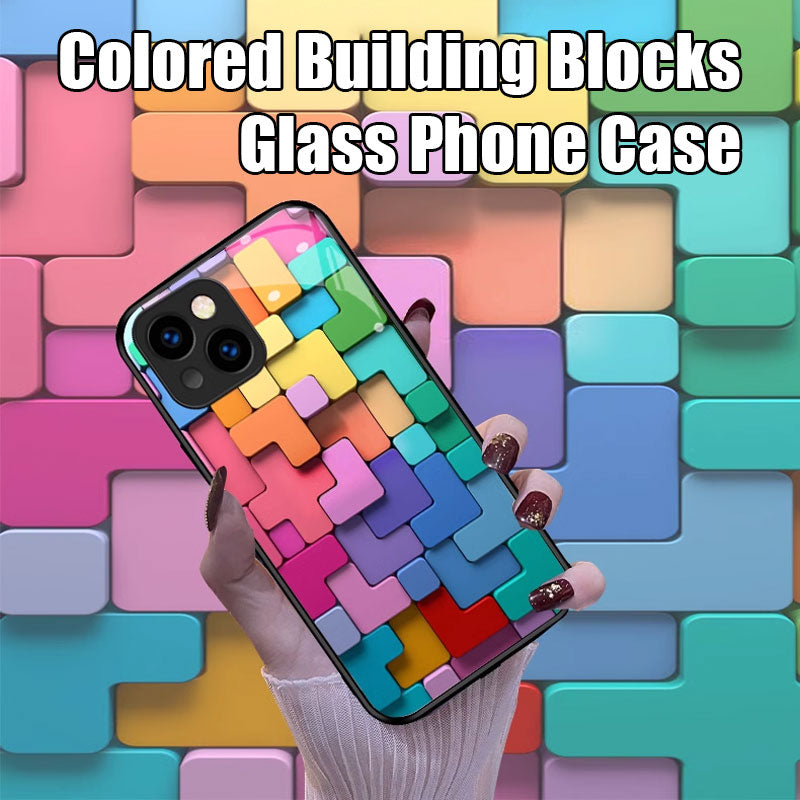 Colored Building Blocks Glass Phone Case