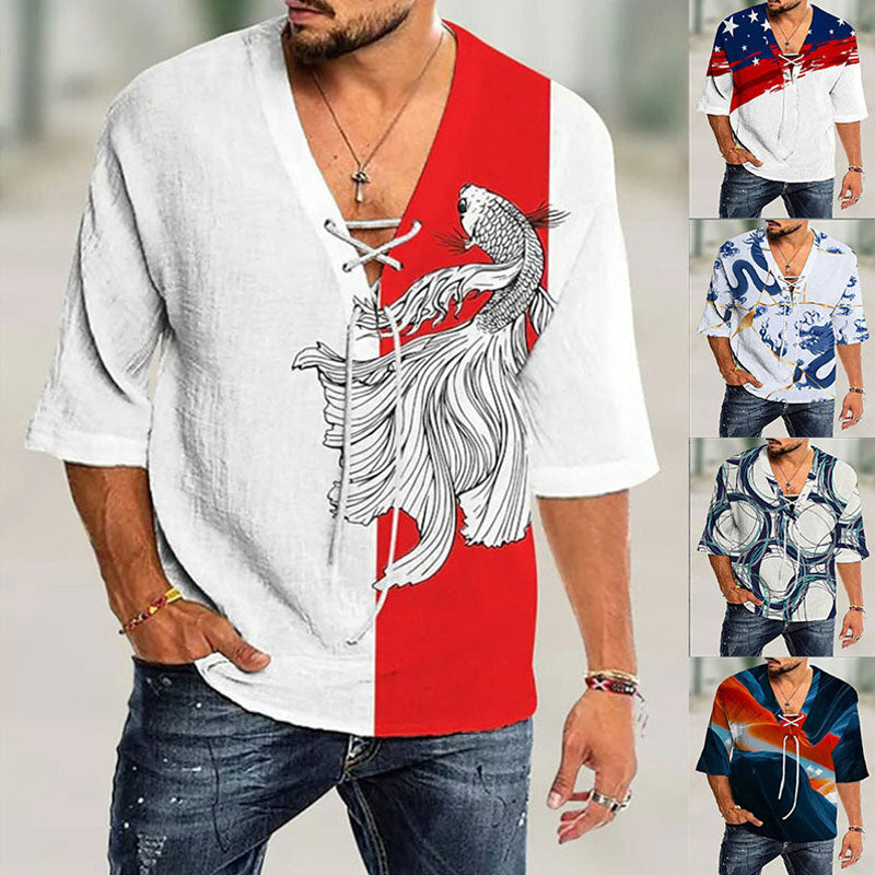 Loose Plus Size Tie Pullover Shirt