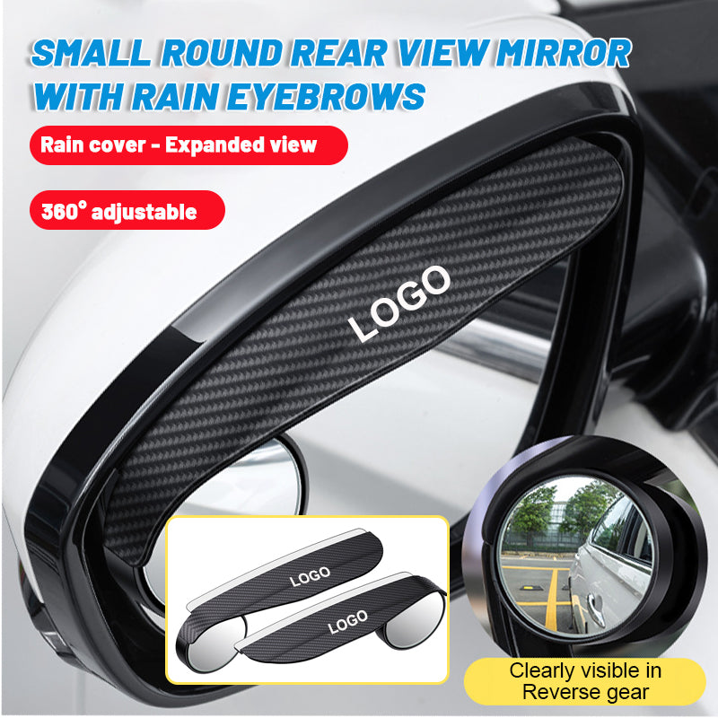 Small Round Rearview Mirror With Rain Eyebrows (1 Pair)