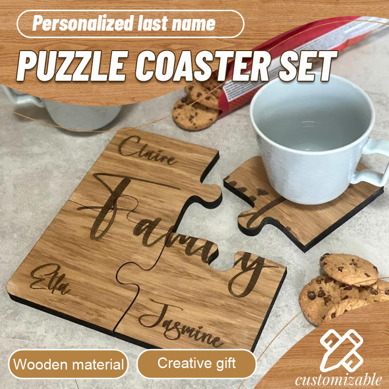 Personalized Last Name Puzzle Coaster Set