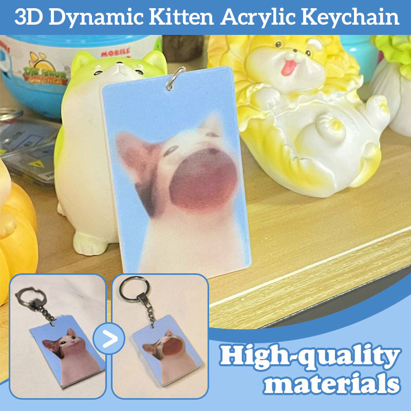 3D Dynamic Kitten Acrylic Keychain