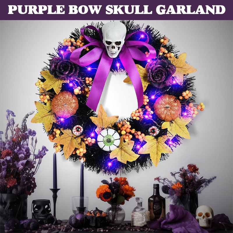 Purple Bow Skull Garland