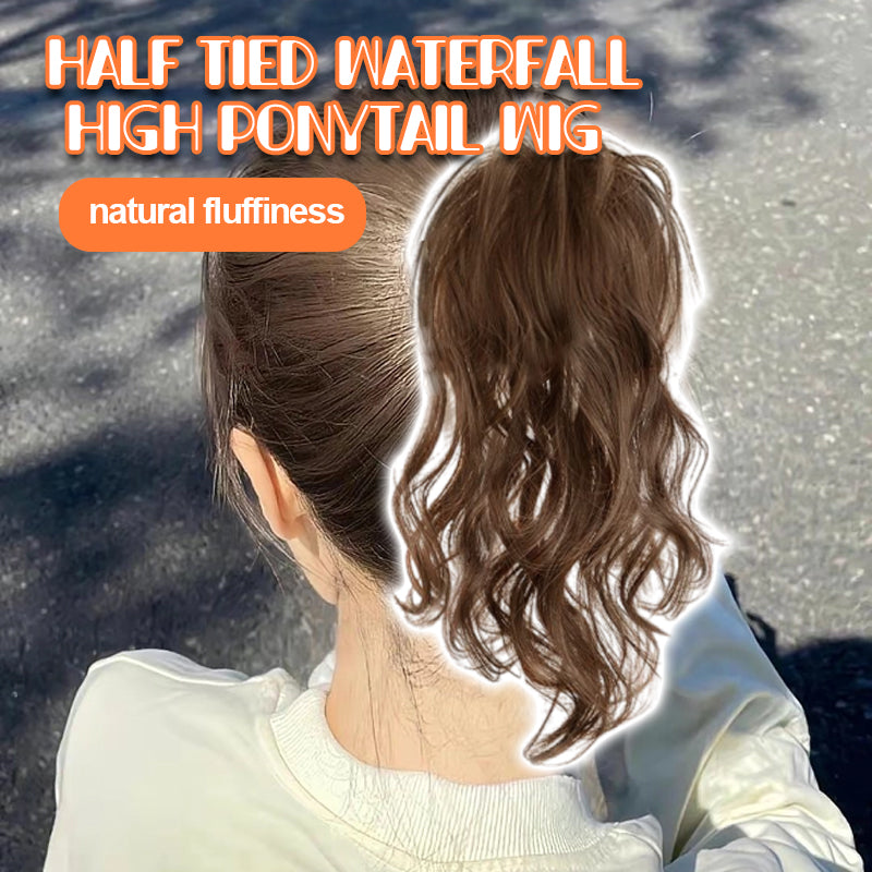 Half Tied Waterfall High Ponytail Wig