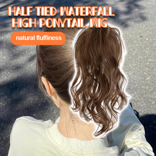 Half Tied Waterfall High Ponytail Wig
