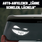 Auto-Aufkleber „Zähne schielen, lächeln“./Teeth squint evil smile sticker
