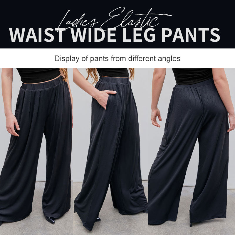 Ladies Elastic Waist Wide Leg Pants