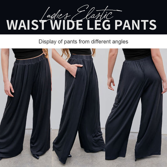 Ladies Elastic Waist Wide Leg Pants