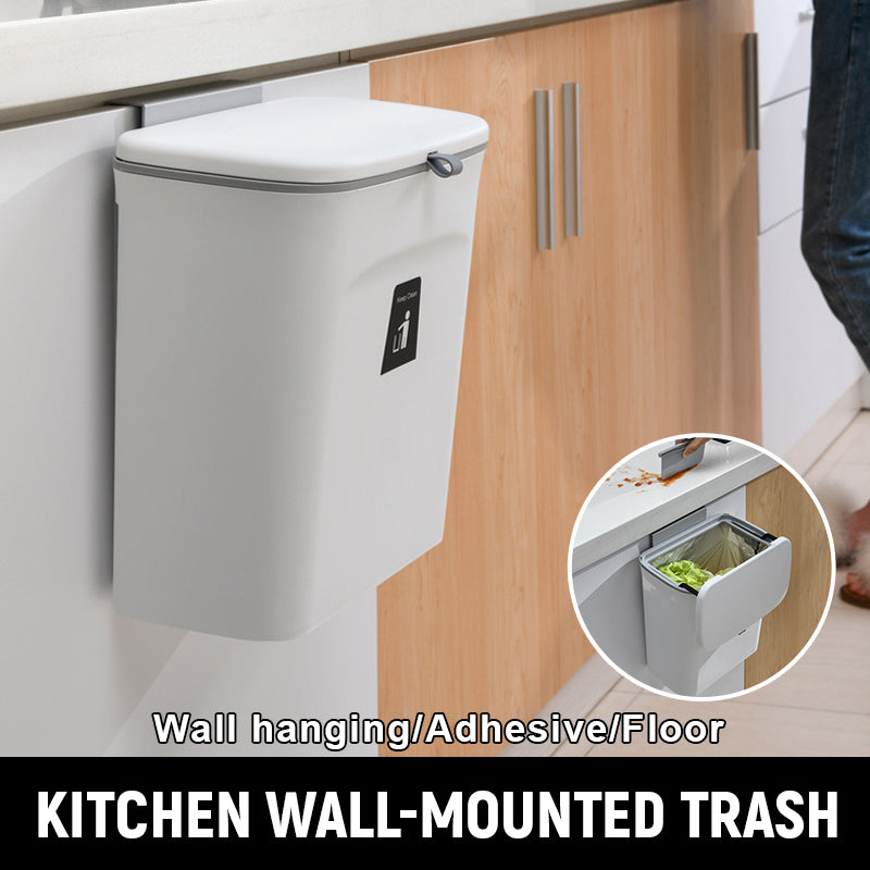 Kitchen Wall-Mounted Trash Can With Lid
