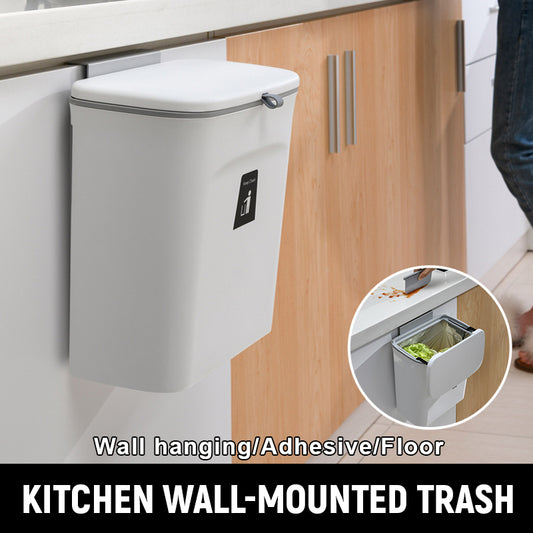 Kitchen Wall-Mounted Trash Can With Lid