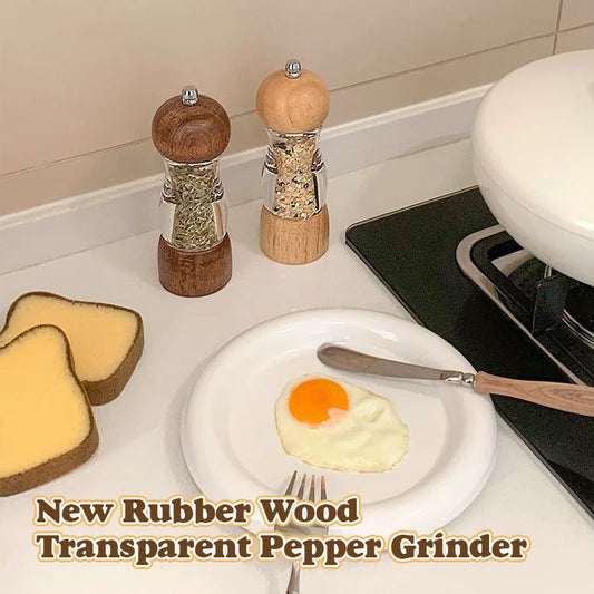 New Rubber Wood Transparent Pepper Grinder