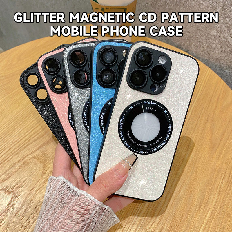 Glitter Magnetic CD Pattern Mobile Phone Case