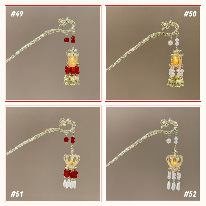 Retro Tassel Luminous Lantern Hairpin
