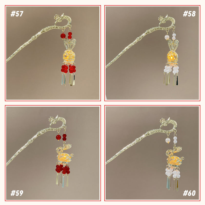Retro Tassel Luminous Lantern Hairpin