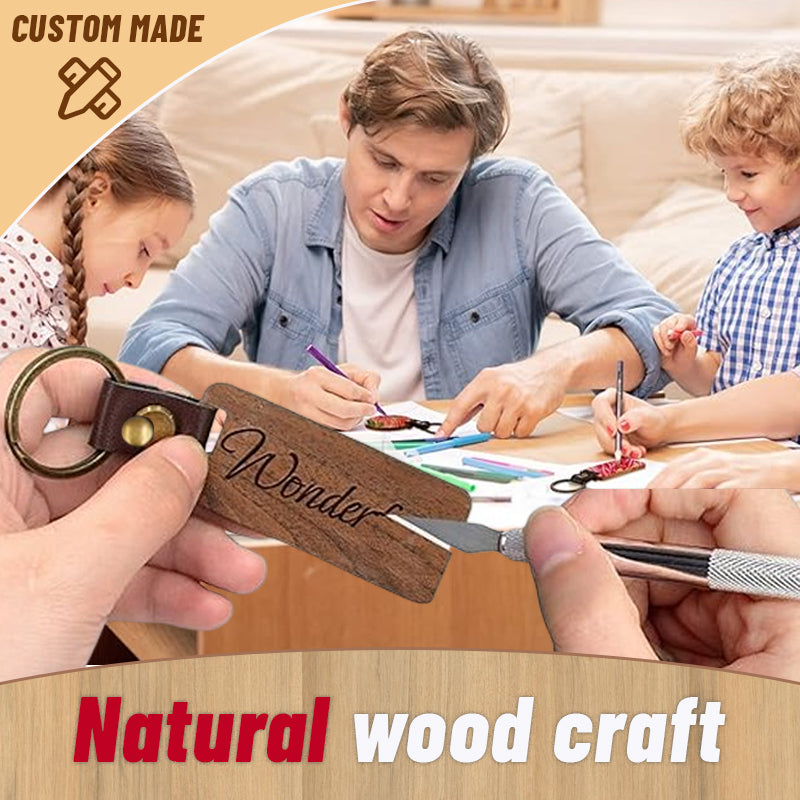 Wooden Leather Key Pendant