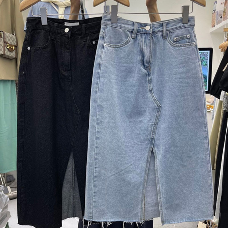 Slit Denim Skirt