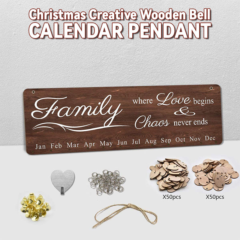 Christmas Creative Wooden Bell Calendar Pendant