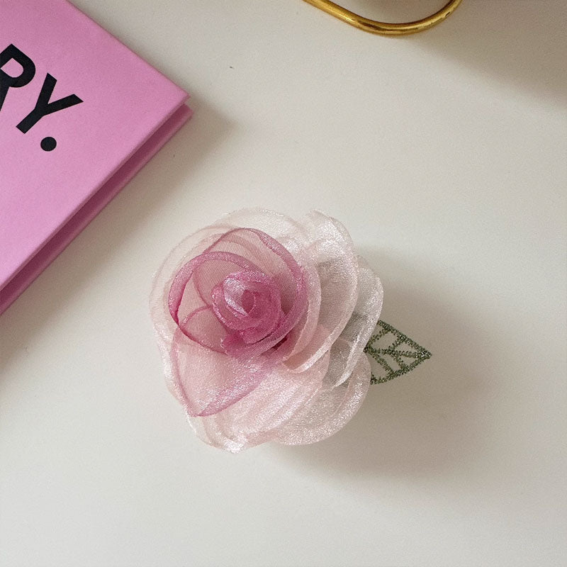 Dry Rose Organza Barrette