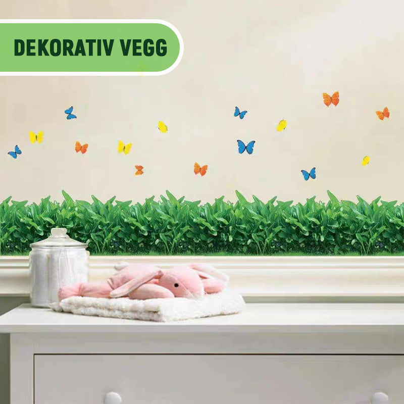 Veggklistremerke Med Liten Plenfotlist/Small grass skirting wall stickers