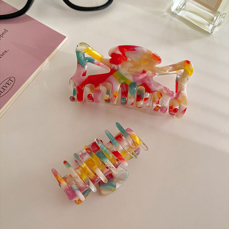 Colorful Oil Painting Acetate Bow Clip