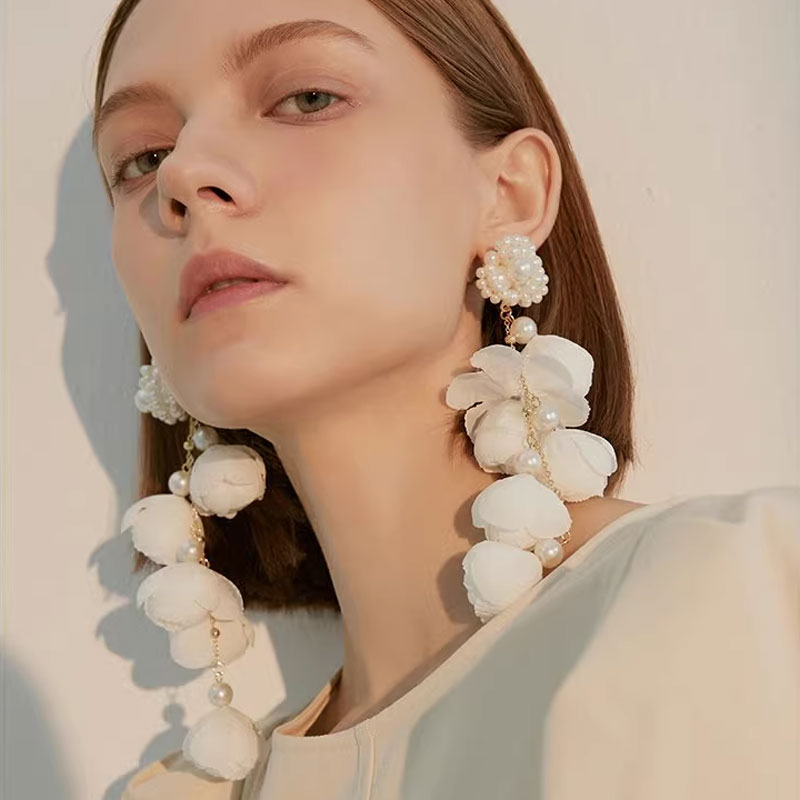 Long Floral Tassel Earrings