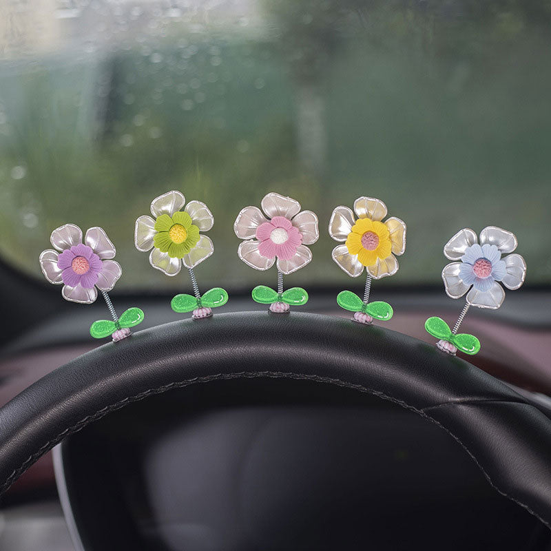 Car Center Console Shaking Head Flower Ornament（5 Pcs)