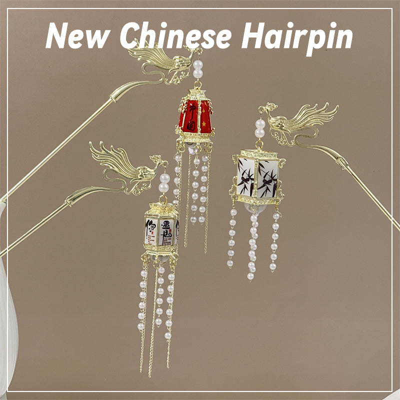 Retro Tassel Luminous Lantern Hairpin