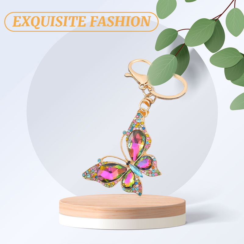 Colorful Diamond Hollow Butterfly Shape Keychain